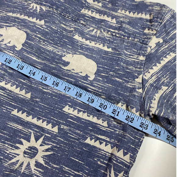 True Grit Celestial Bear Linen Short Sleeve Shirt Men's L Button - Picture 7 of 8